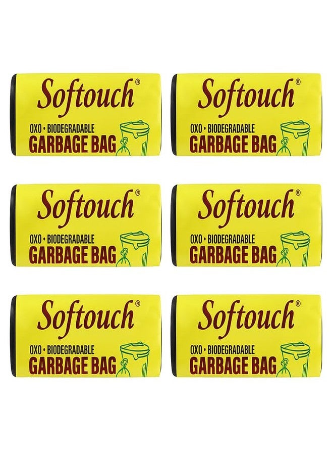 Softouch Garbage bag small size, Small -(17 x 19 inches) - 30 bags/roll (Pack of 6, Black 180 Bags) Black color dustbin bags - Image 1